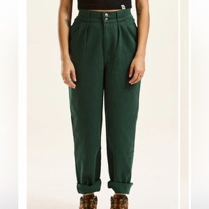 Lucy & Yak Addison Tapered Jeans Organic Twill Posy Green Size 18 UK/14 US